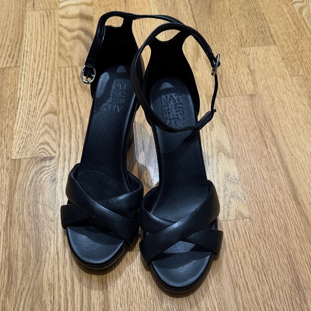 Naturalizer Black Cross-Strap Heels